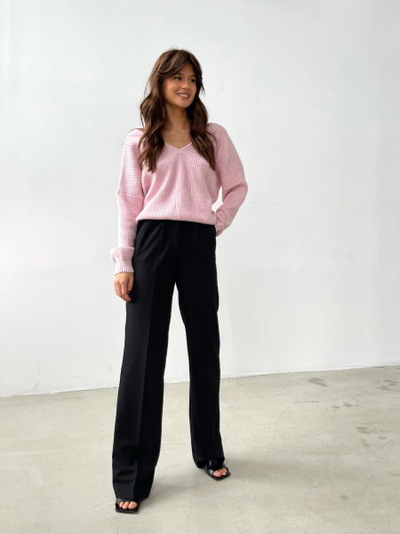 Свитер с V-вырезом (пудровый)